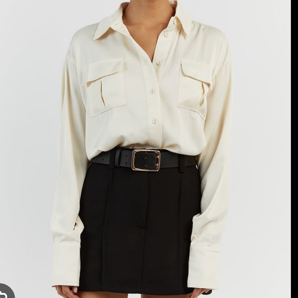 DISSH RUE CREAM LONG SLEEVE SHIRT 4 NWT
